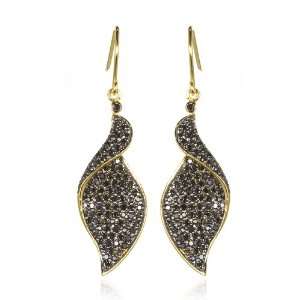  Black CZ Leaf Dangle Earring CHELINE Jewelry
