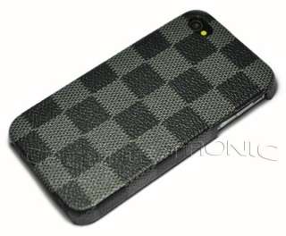  New Checker PU Leather stick hard Case Back Cover Skin for iPhone 4G 