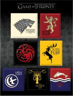 Game Of Thrones House Crest Magnet Set *New*  