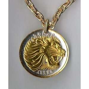   Ethiopia 25 Cent Lion Two Tone Coin Pendant with 18 Chain Sports