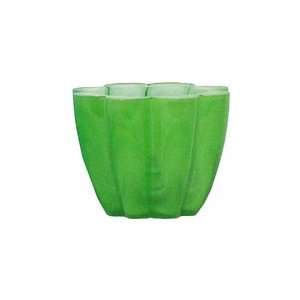  Colorful Art Glass Lime Green Flower Shaped Candle Votive 
