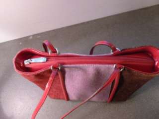 Berge Italy Italian Leather & Wool Shades of Red Purse  