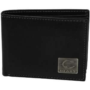  Chicago Bears Leather Bifold Wallet With Metal Logo 