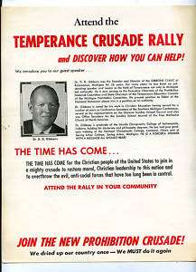 TEMPERANCE CRUSADE RALLY 1960s MICHIGAN NEW PROHIBITION  