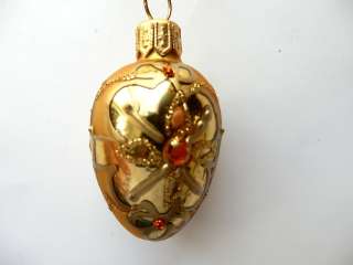 GOLD EGG FABERGE BLOWN GLASS CHRISTMAS TREE ORNAMENT  