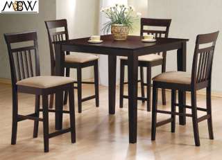 Piece Set Cappuccino Squared Counter Height Dining Table w/ 4 Chairs