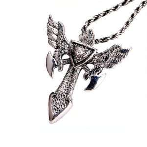 Falcon Wings Necklace Sword & Shield Crest Mens Jewelry (PENDANT ONLY 