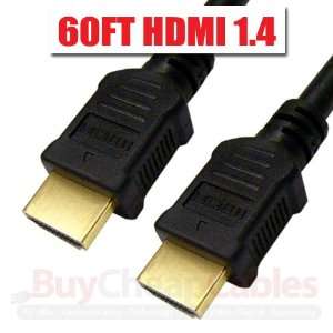 BuyCheapCables 60ft. HDMI to HDMI Cable Gold 24k V1.4 CL2 + Ethernet 