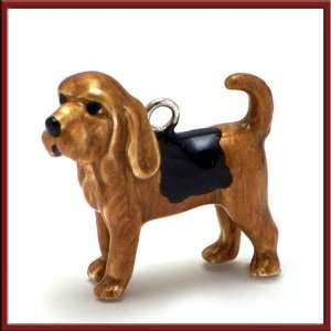    MiniPets Sterling Silver Enamel Bloodhound Dog Charm Jewelry