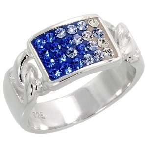   Knot Ring, w/ Clear & Blue Sapphire colored CZ Stones, size 7 Jewelry