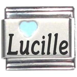  Lucille Light Blue Heart Laser Name Italian Charm Link 