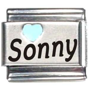  Sonny Light Blue Heart Laser Name Italian Charm Link 