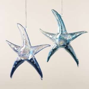  12 Under the Sea Green & Blue Glitter Filled Glass Starfish 