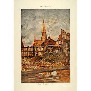   WWI Thann Ruins Alsace France   Original Color Print