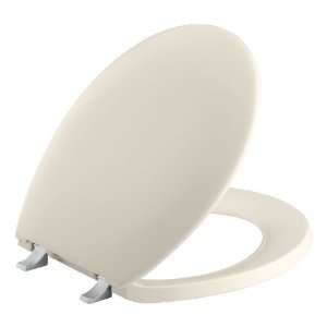   Round Front Toilet Seat with Brushed Chrome Hinges, Innocent Blush