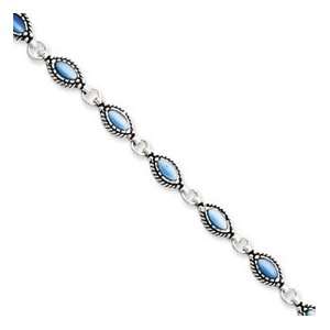   IceCarats Designer Jewelry Gift Ss Bluecatseyebracelet In 7.00 Inch