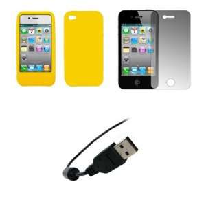  Apple iPhone 4   Premium Yellow Soft Silicone Gel Skin 