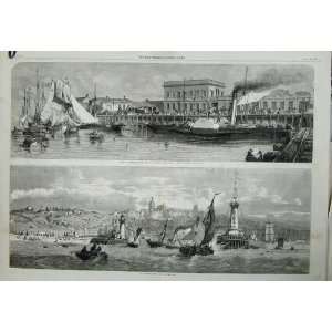 1859 Boulogne Sur Mer Boats Railway Station Folkestone 