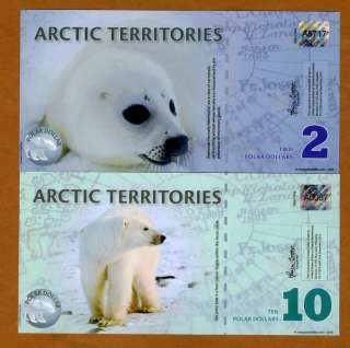 Arctic Territories, SET, $2 and $10, 2010, Polymer UNC  