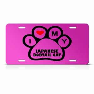  Japanese Bobtail Cats Pink Novelty Animal Metal License 
