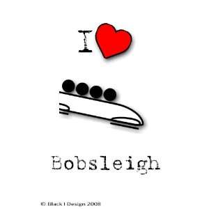  I Love Bobsleigh 4 inch (10cm) Square Acrylic Coaster 
