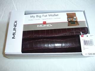 Mundi Big Fat Croco BROWN Clutch Wallet Gift Box NIB  