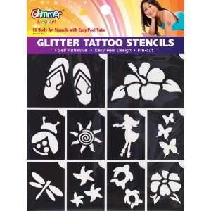  Glitter Tattoos Stencils (Hibiscus Luau) Health 