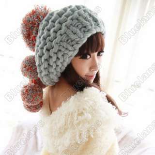   Winter Warm Wool Hat Magic Big Ball Hit Color Doll Cap Hats  