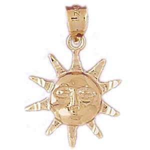  14kt Yellow Gold Sun Pendant Jewelry