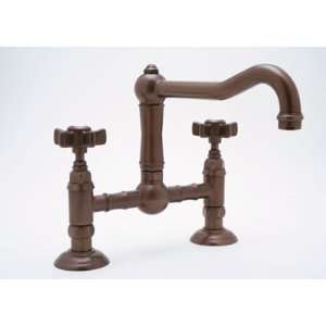  Rohl Deck Mounted Country Kitchen Bridge Faucet with Cross 