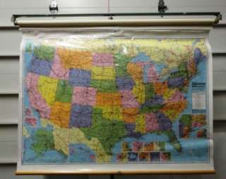   Map Corp Vintage Pull Down Retractable Classroom Map United States #14
