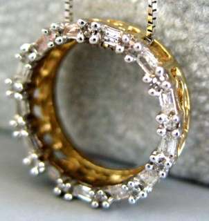 Baguette 1/4CT Diamond 10K Gold Circle Pendant Necklace  