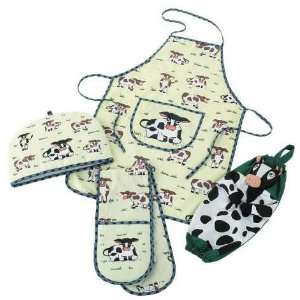 Green Hearts And Teddys Printed Apron 