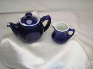 Old vtg HALL Pottery Tea Pot Creamer Pitcher Serving Set Dinnerware 