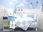 Blue Giraffe Minky Dot Chenille Crib Bedding Set 10pcs  