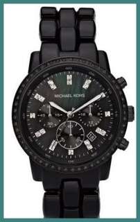 New Michael Kors Womens Black Watch MK5367 Acrylic chrono oversized 