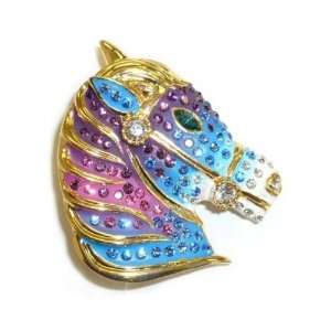  Colorful Crystal Horse Head Pin Jewelry