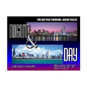  TDC Games 7502 Chicago Night & Day Panoramic Jigsaw Puzzle 