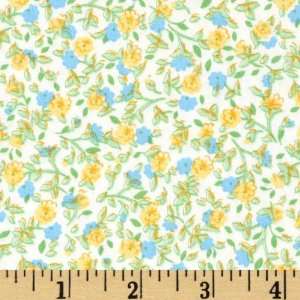   Floral Calico Bright Yellow Fabric By The Yard Arts, Crafts & Sewing