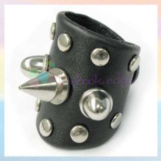 Gothic Emo Rock Steampunk Leather Finger Ring Black  