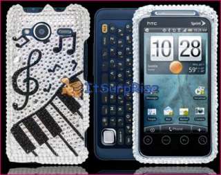 Bling Diamond Black Music Full Hard Case Cover For HTC EVO SHIFT 4G 
