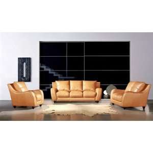  Set Camel Napoli 3 Leather Piece Sofa Set in Camel Furniture & Decor