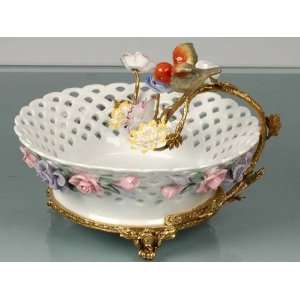  Porcelain And Brass Candy Dish
