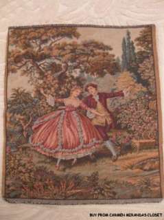 TAPESTRY ITALY MEDIEVAL DANCERS UPHOLSTERY WALL HANGING PAPER LABELNEW 