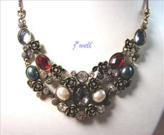 Premier Jewelry Crystal Bloom w/Pearls Vintage Necklace  