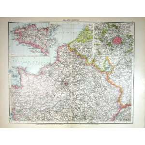  Antique Map North France Plan Paris Brittany Channel 