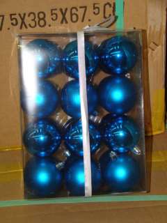 LOT OF 24 BLUE CHRISTMAS BALL ORNAMENTS NEW IN BOX  