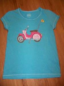 Mini Boden Turquoise Blue Vintage Scooter Beach Tee Size 3 4  