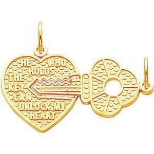  10K Yellow Gold Key To My Heart Breakable Charm Jewelry