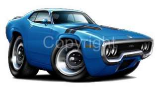 1971   1972 Plymouth Road Runner GTX Muscle Car Cartoon Tshirt #9494 